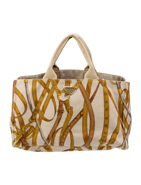 prada canapa stampata canvas tote|Prada tote bags for women.